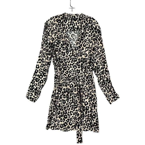 Top Shop Women Shirt Dress Sz 10 Cheetah Animal Print Mob Wife Workwear - Picture 1 of 16
